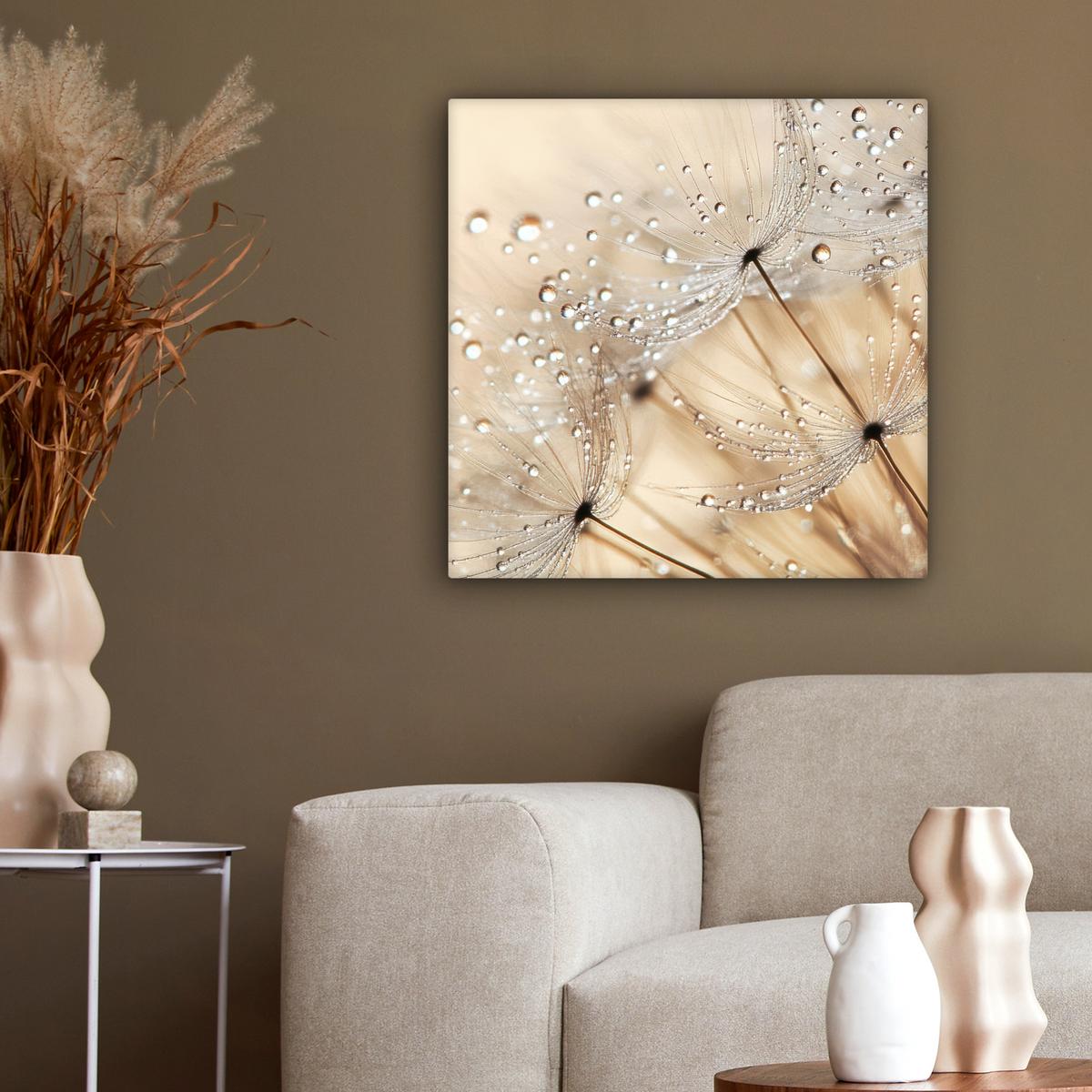 LEINWANDBILD Löwenzahn - Abstrakt - Natur - Beige Wandbild Wohnzimmer 50x50 cm - Braun, Textil (50/50cm) - MuchoWow