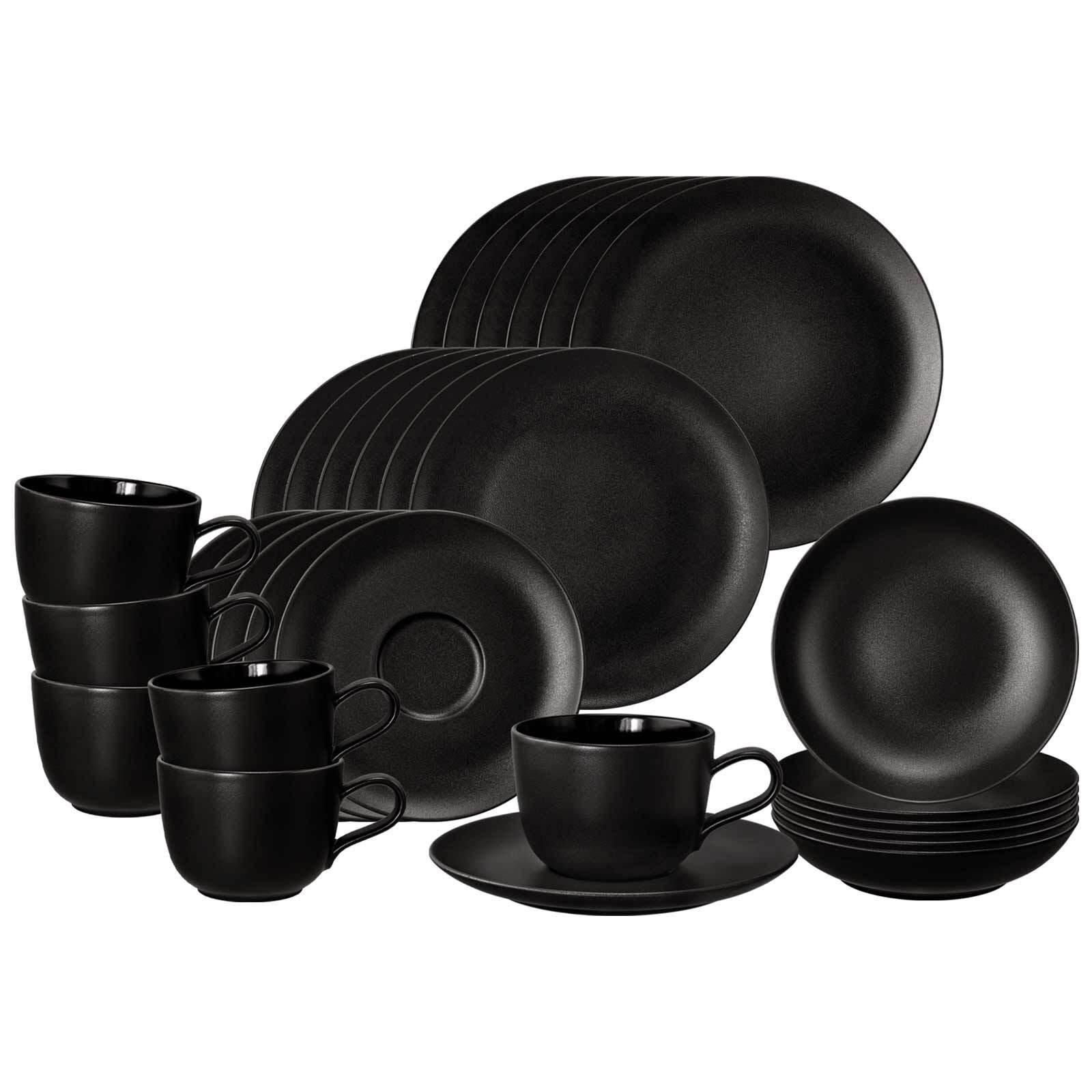 KOMBISERVICE Liberty Velvet Black schwarz 30-tlg. - Schwarz, Keramik (2/2/2cm) - Seltmann Weiden