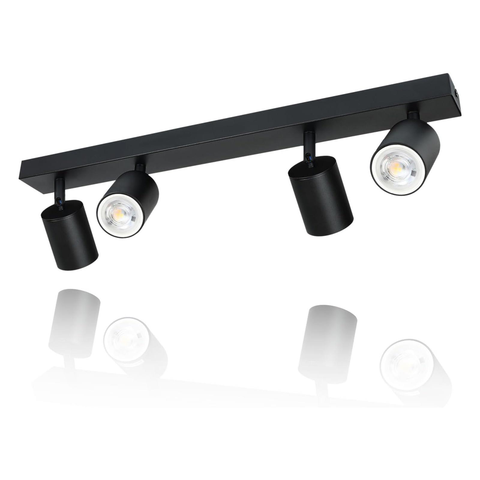 DECKENSTRAHLER Glanz 4-flammig 54/6/10 cm - Schwarz, Metall (54/6/10cm) - Nettlife