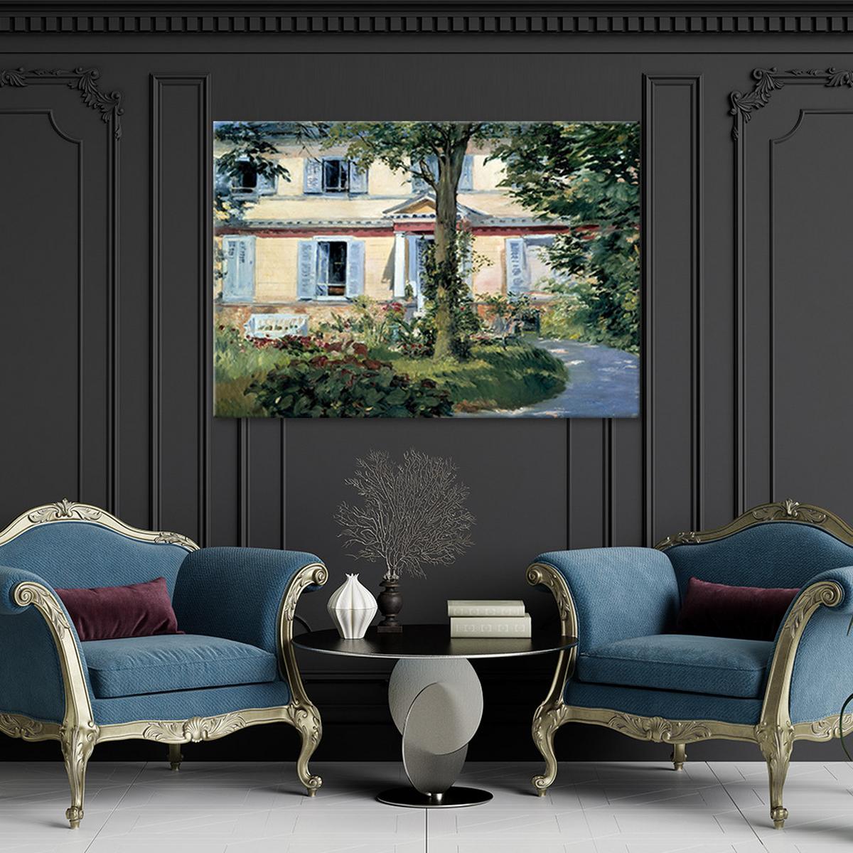 WANDBILD reproduktion des gemäldes landhaus in rueil édouard manet - Multicolor, Textil (60/40cm) - Feeby