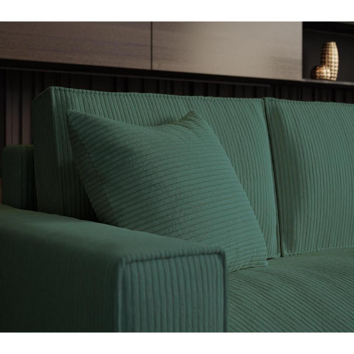 ECKSOFA Parys mit Schlaffunktion und universeller Ottomane, dunkelgrün - Dunkelgrün/Schwarz, Kunststoff/Textil (290/185cm) - Beautysofa
