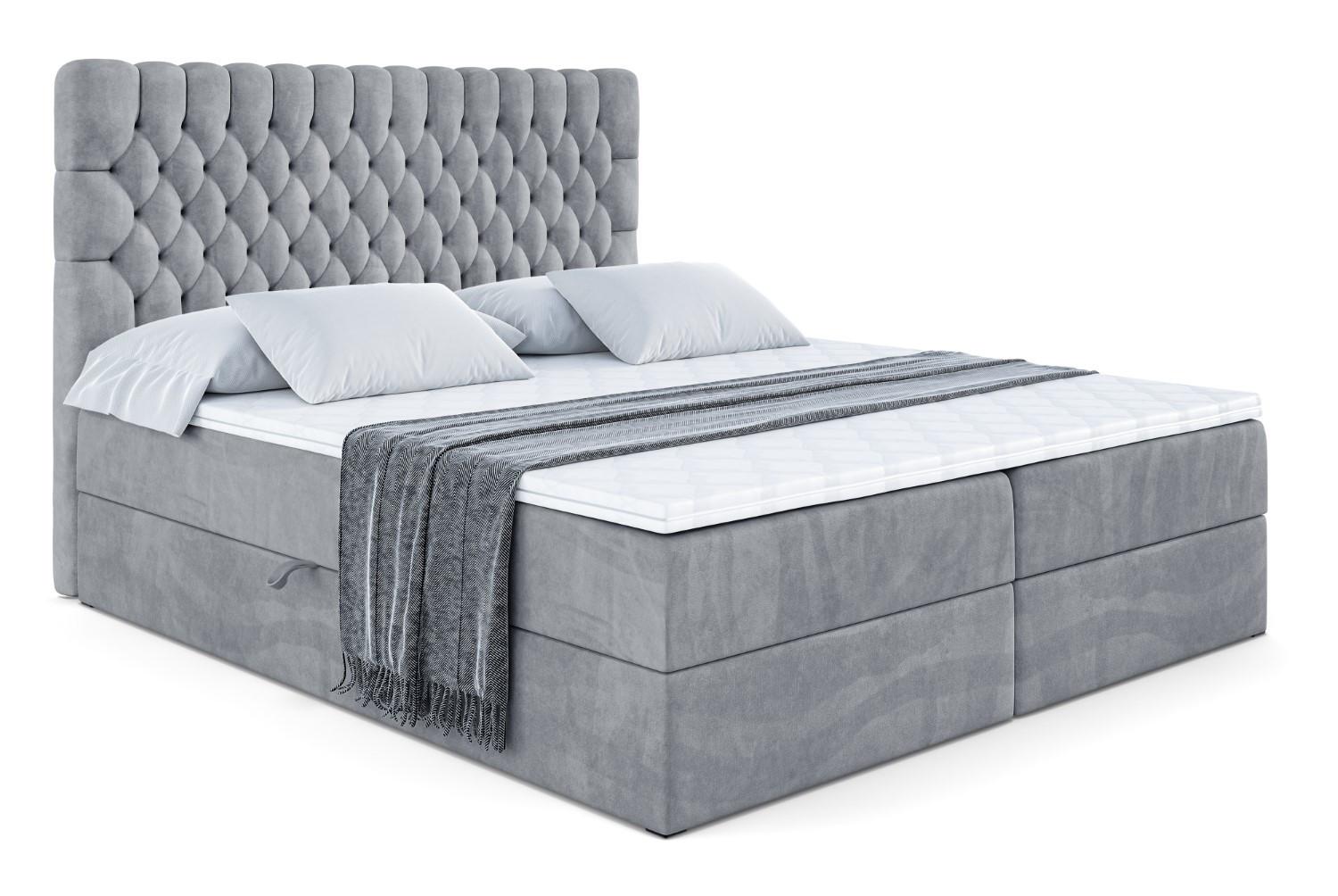BOXBETT mit Matratze H4 und Lattenrost - SERENE - 140x200 - H4 - Hellgrau - Grau, Holzwerkstoff (140/200cm) - ALTDECOR