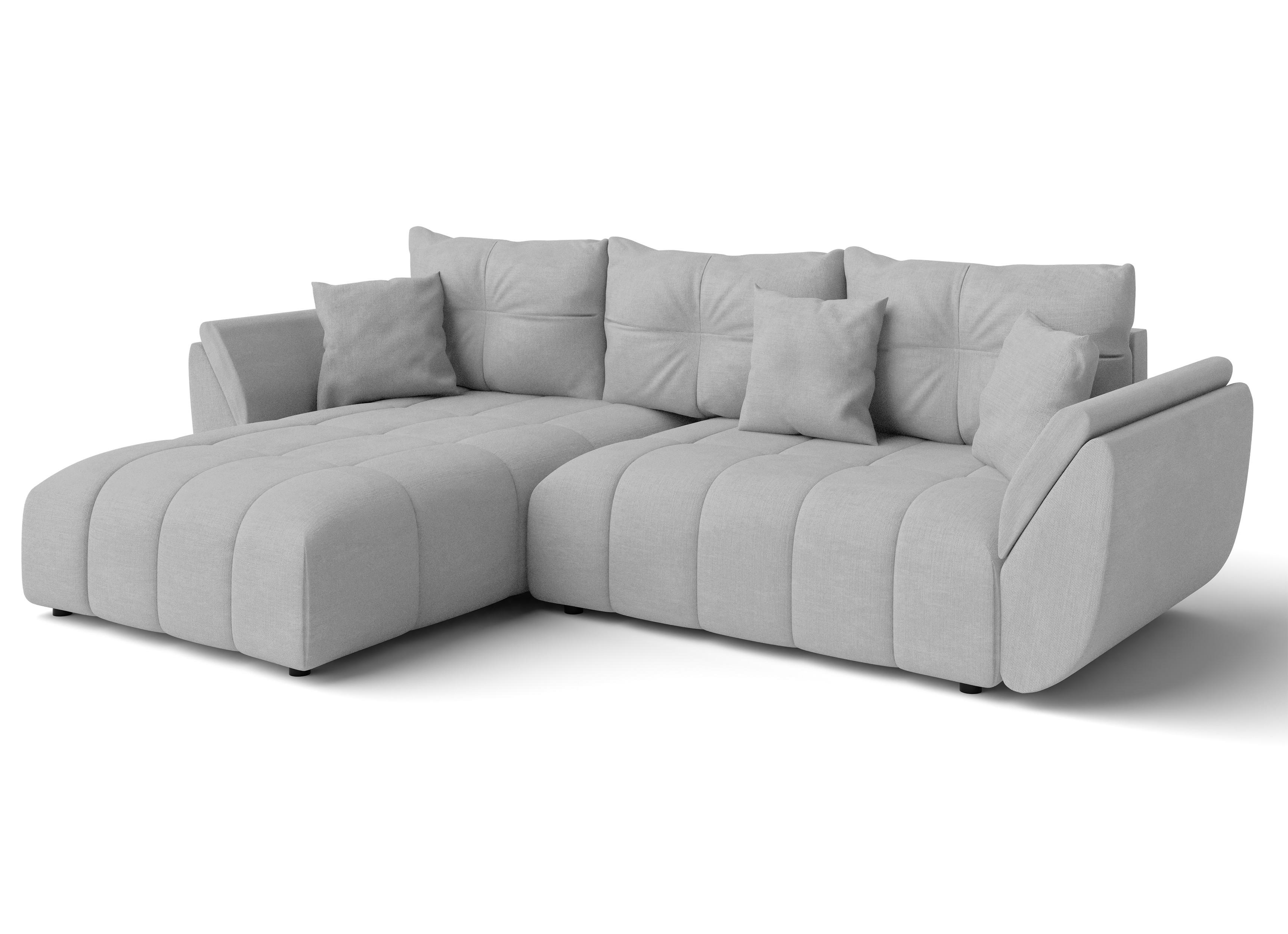 ECKSOFA L Form Verciani Hellgrau 280/190/91 cm mit Schlaffunktion - Hellgrau/Schwarz, Kunststoff/Textil (280/190cm) - AX Living