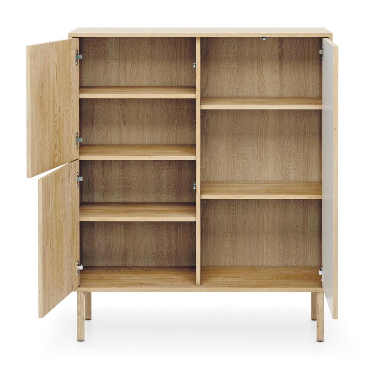 HIGHBOARD Trentinis 3T Beige 103,5/123,4/39,5 cm – Geriffelte Fronten - Eichefarben, Holzwerkstoff/Metall (103.5/121.8/39.5cm) - AX Living