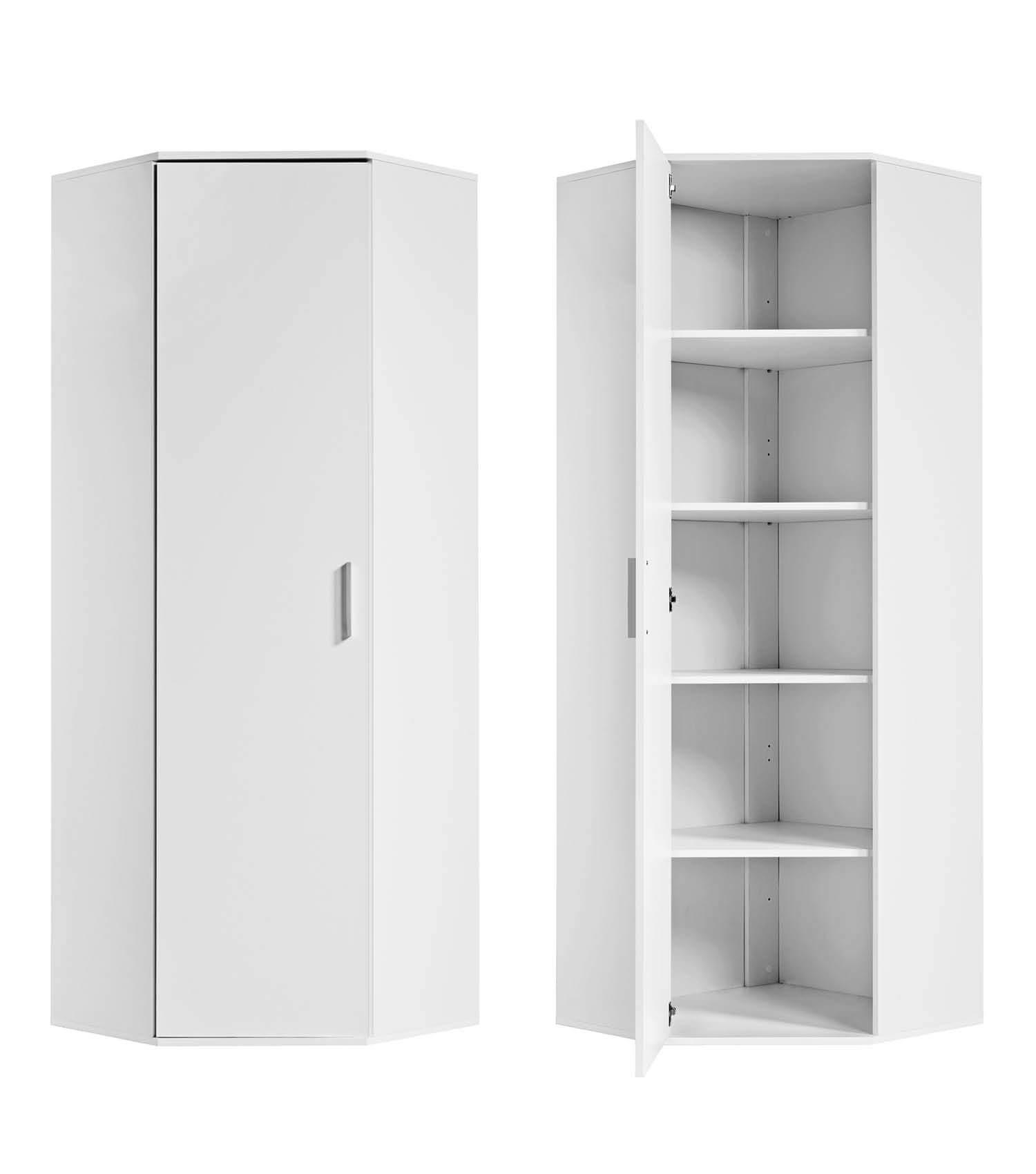 ECKSCHRANK Der Lange - Weiß, Holzwerkstoff (60/180/34cm) - Mokebo