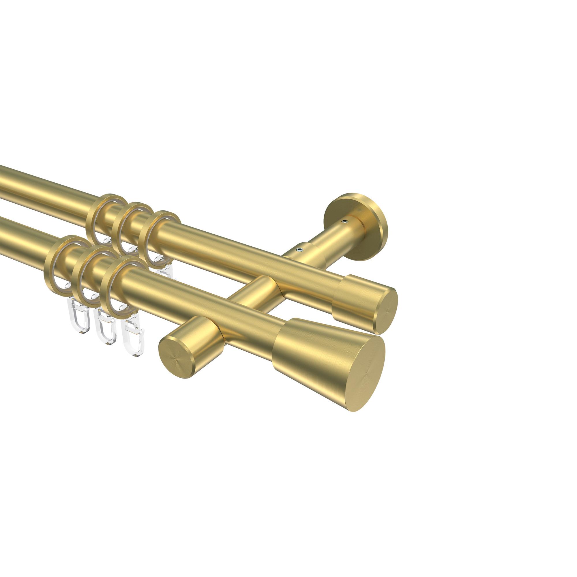 GARDINENSTANGE Prestige Sitra 540 cm (geteilt in 3 x 180 cm), 2-läufig, 20 mm Ø Messing-Optik - Messingfarben, Metall (540cm) - INTERDECO