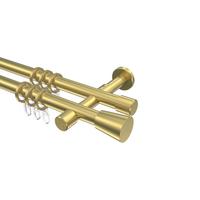 GARDINENSTANGE Prestige Sitra 540 cm (geteilt in 3 x 180 cm), 2-läufig, 20 mm Ø Messing-Optik - Messingfarben, Metall (540cm) - INTERDECO