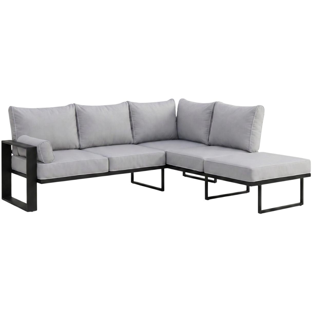 LOUNGEECKTEIL Verdino mit Metallrahmen 207 cm Hellgrau - Hellgrau, Metall (207/90/199cm) - Beautysofa