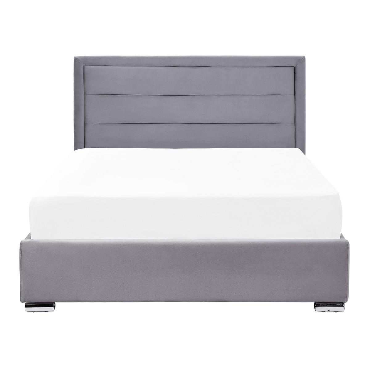 BETT mit Stauraum 140/200 cm Samtstoff Dunkelgrau Rouen - Dunkelgrau, Textil (140/200cm) - Beliani
