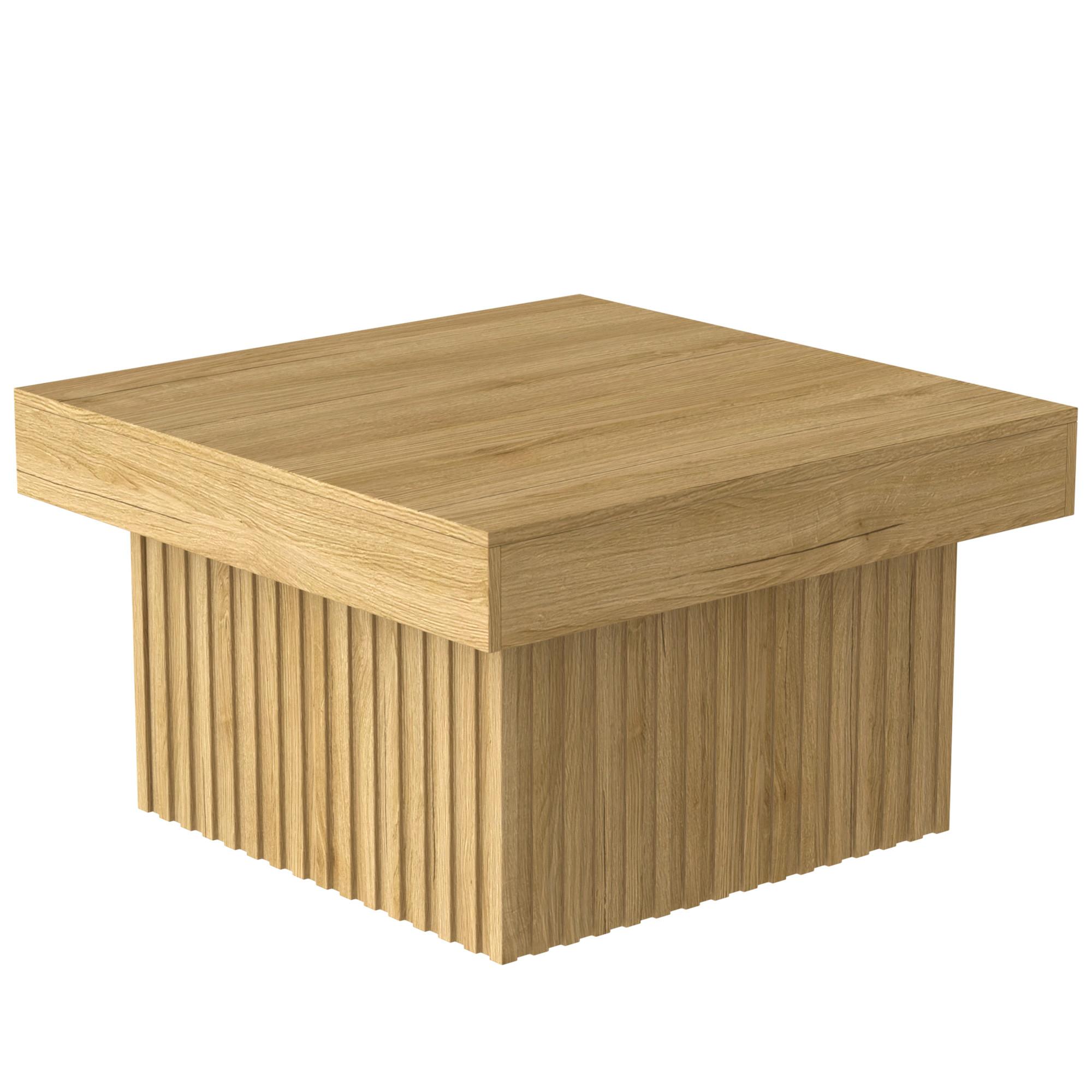 COUCHTISCH quadratisch natur mit rillen-optik & mdf-basis - Naturfarben, Holzwerkstoff (79/79/46cm) - Urban Meuble
