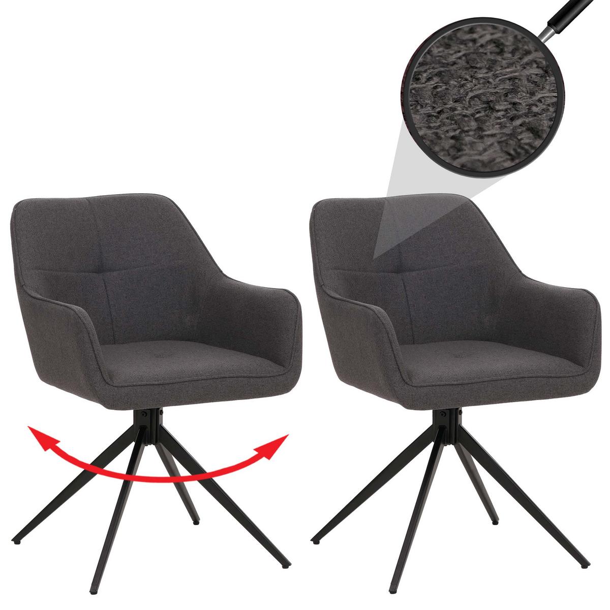 ESSZIMMERSTUHL Schwarz, Grau 2er-Set - Schwarz/Grau, Textil (53/80/59cm) - MCW