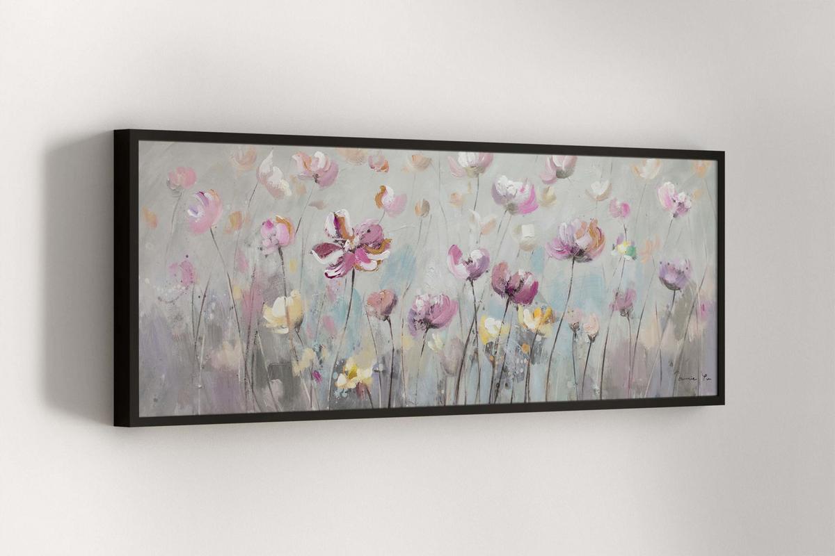 ACRYLBILD HANDGEMALT 150/50 cm - Pink, Holz/Textil (150/50cm) - KUNSTLOFT