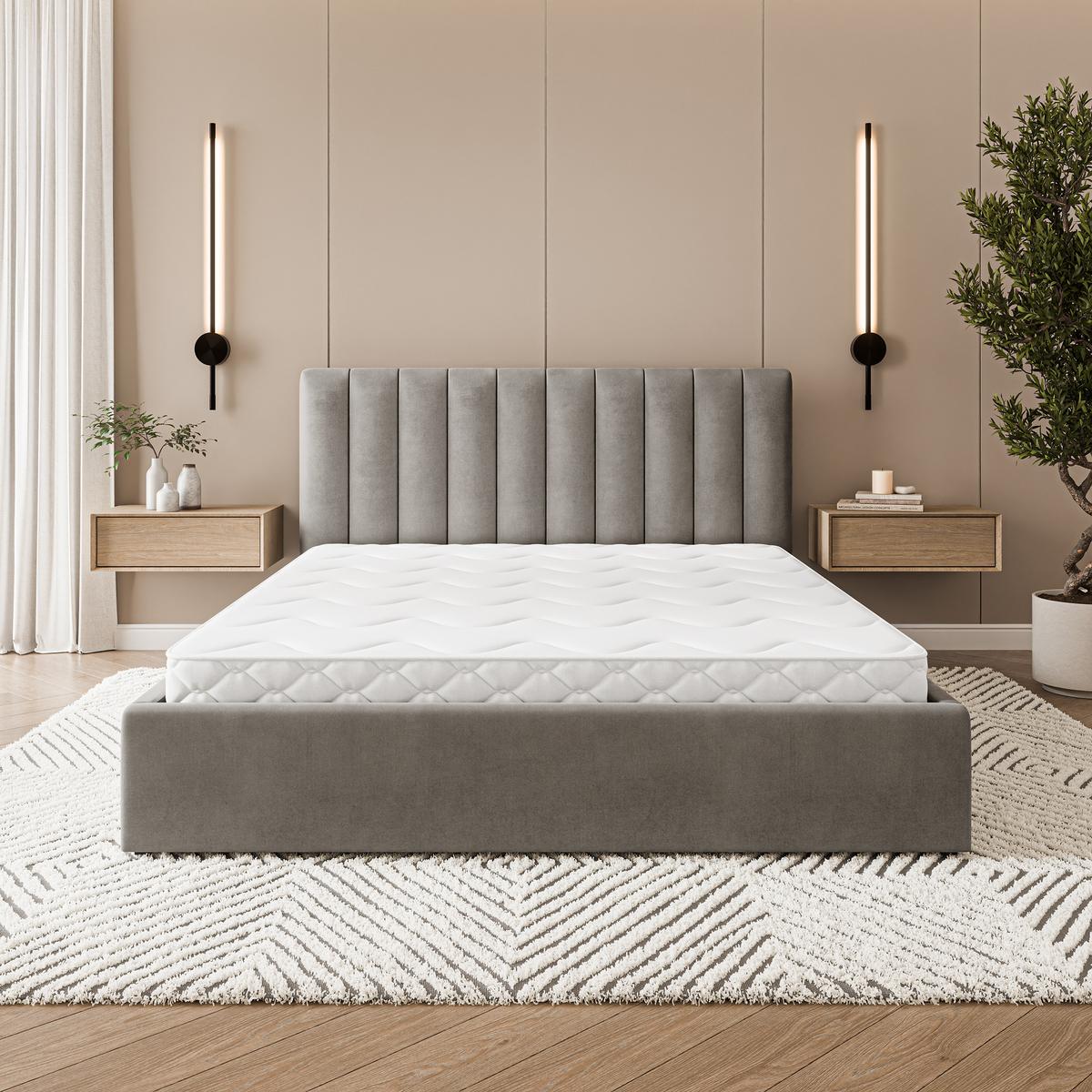 POLSTERBETT DEMERA MGV 160x200 cm mit Bettkästen - Grau - Grau, Holz (160/200cm) - MASSENO