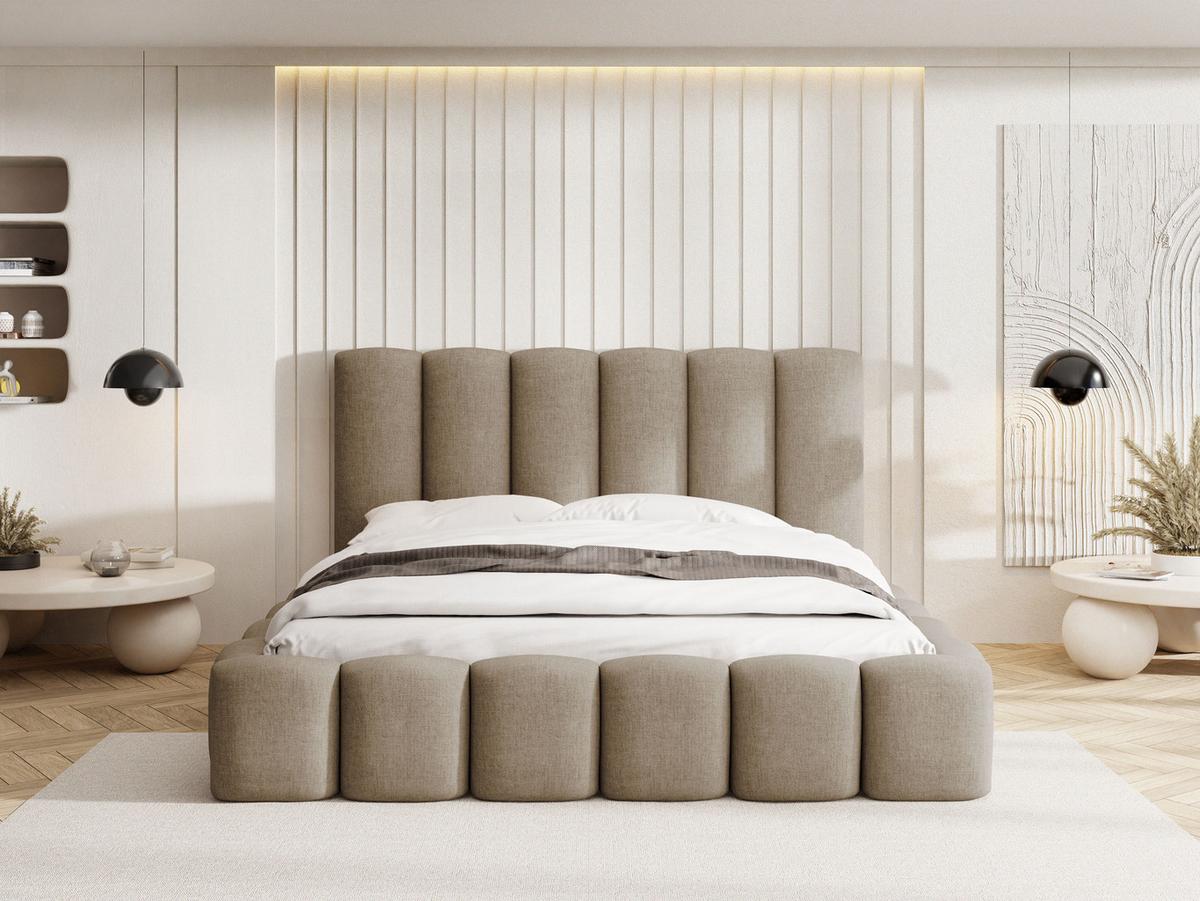 POLSTERBETT Serenity mit Bettkasten & Lattenrost in Braun Chenille 120 x 200 cm - Birkefarben/Schwarz, Holzwerkstoff/Kunststoff (120/200cm) - WFL GROUP