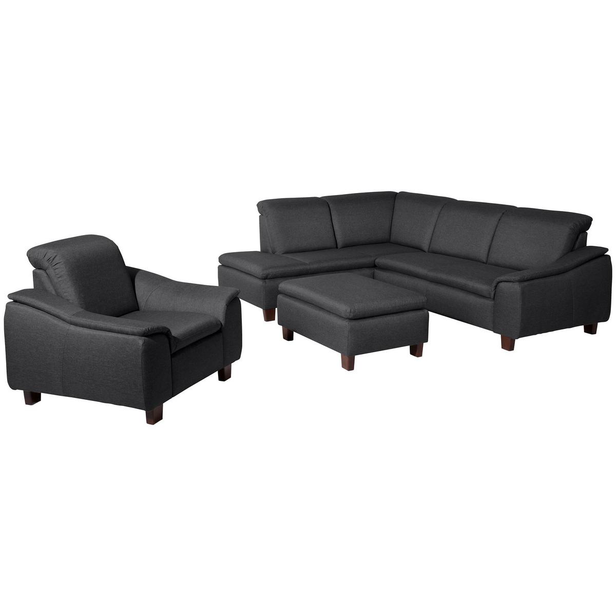 ECKSOFA mit Ottomane links Kaylil Flachgewebe graphit - Graphitfarben, Kunststoff (187/247cm) - 58aufmkessel