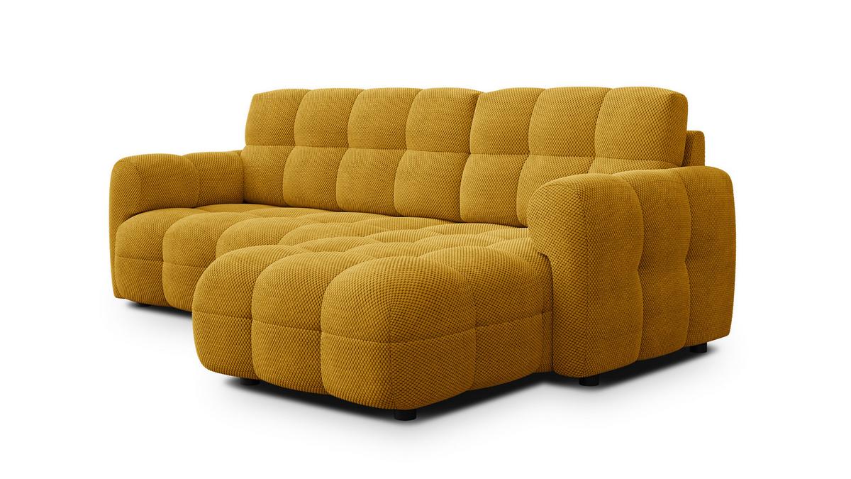 ECKSOFA MELLOW 3-Sitzer, safran - Gelb/Schwarz, Holz/Textil (232/156cm) - Wozimo