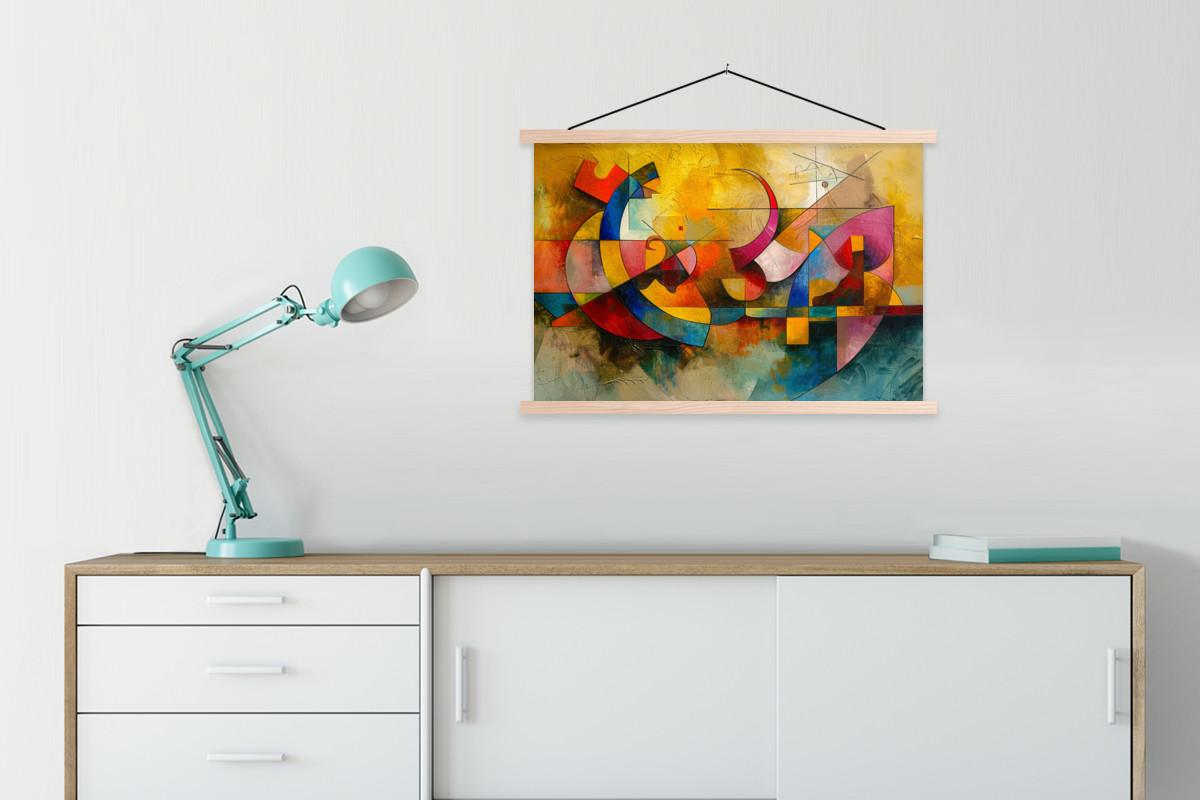 POSTER MIT MAGNETLEISTEN Kunst - Abstrakt - Modern Wanddeko 90x60 cm - Gelb, Textil (90/60/0.15cm) - MuchoWow