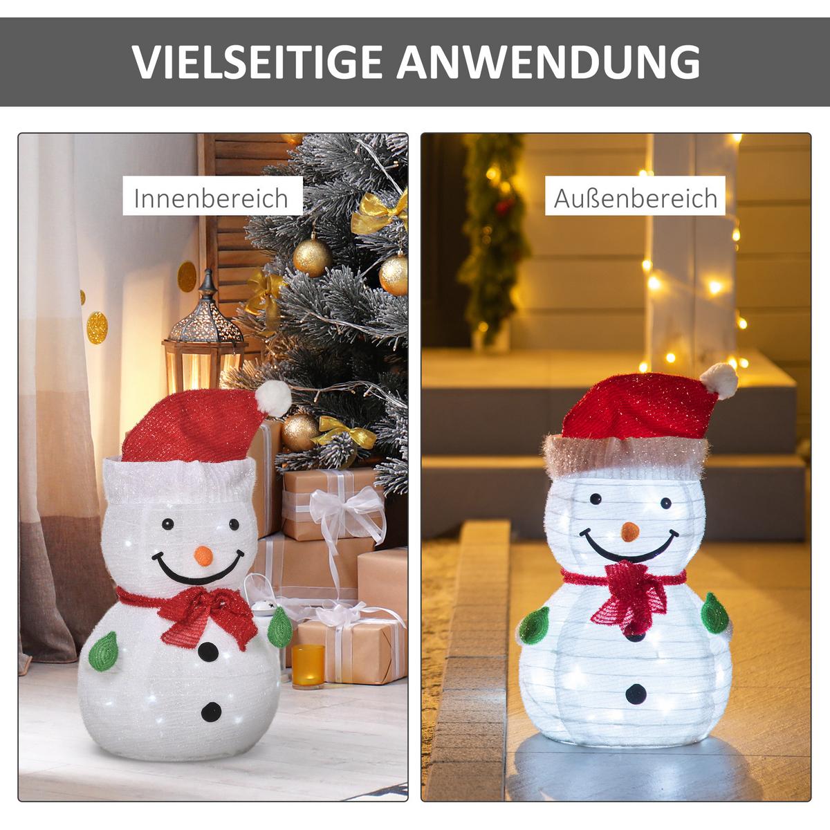 SCHNEEMANN Weihnachtsdekoration mit LED-Lichter Modell Dekoration Polyester - Rot/Weiß, Kunststoff (30/51/30cm) - Outsunny