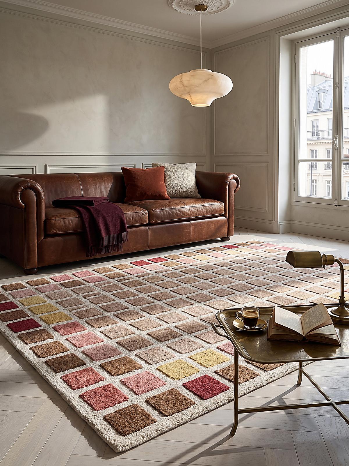 WOLLTEPPICH handgetuftet HAMPS, Quadratraster, Rosa, 200 x 290 cm - Rosa, Textil (200/290cm) - KADIMA DESIGN