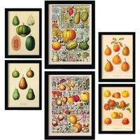 POSTER Set Mit 6 Mischen In Vintage A3 & A4 Weißer Rahmen - Weiß, Papier (29/3cm) - Nacnic