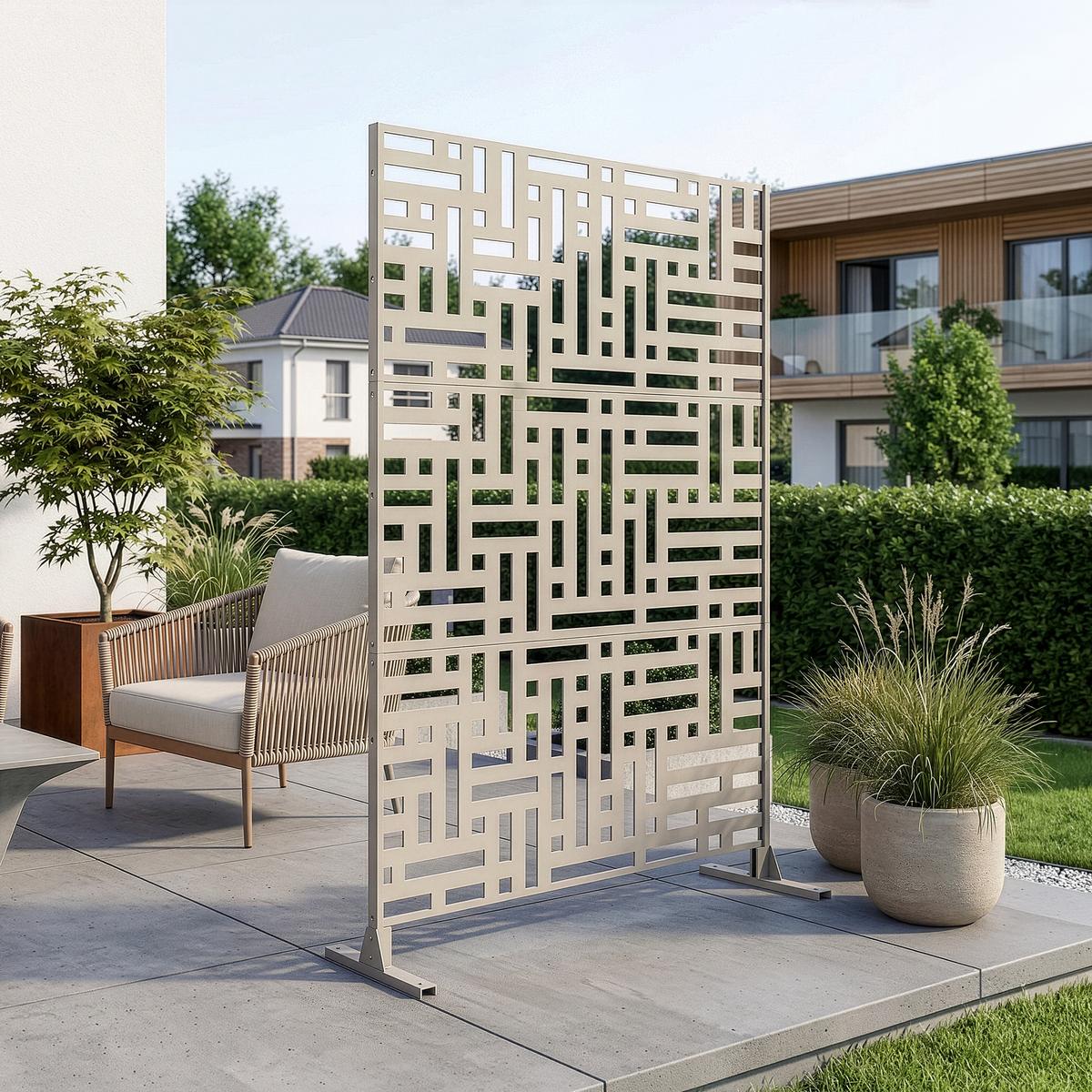 TRENNWAND Bernalda - Beige, Metall (120/180cm) - casa.pro