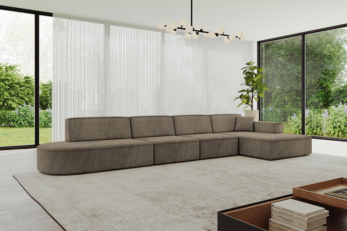 ECKSOFA Ottomane Rechts IREA-L3-v4 - 413x171x79 cm Braun - Braun, Holzwerkstoff/Textil (171/413cm) - ALTDECOR