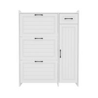 SCHUHSCHRANK Modern 3 Klappfächer 1 Tür Schublade Höhenverstellbar - Weiß, Holzwerkstoff (92/121/24cm) - Urban Meuble