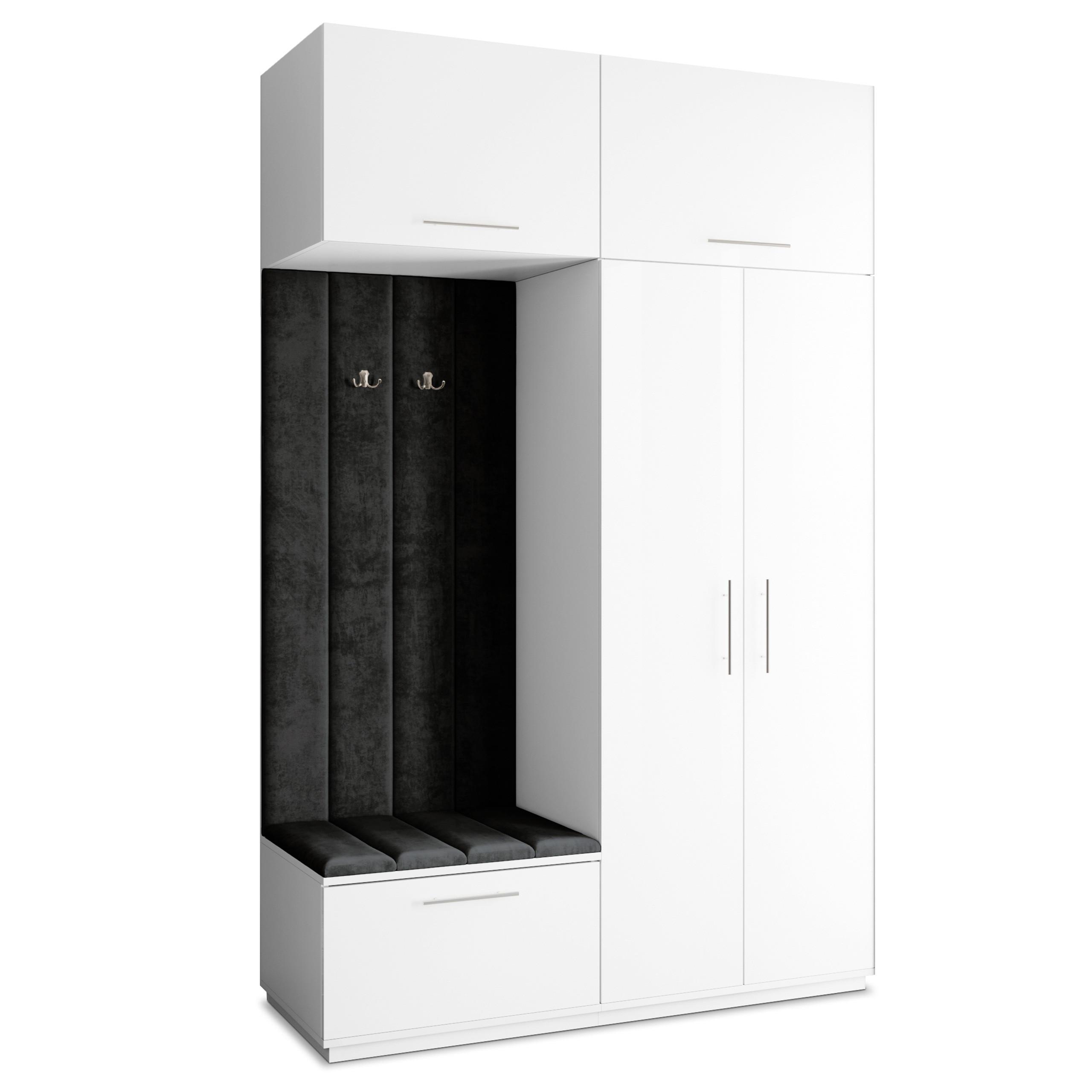 GARDEROBENSCHRANK REMA 150/240/60 cm Modern Weiß - Schwarz/Weiß, Holzwerkstoff (150/240/60cm) - MASSENO