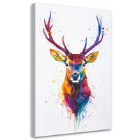 LEINWANDBILD Bunte Hirschkopftiere 60x90cm - Multicolor, Textil (60/90cm) - Feeby