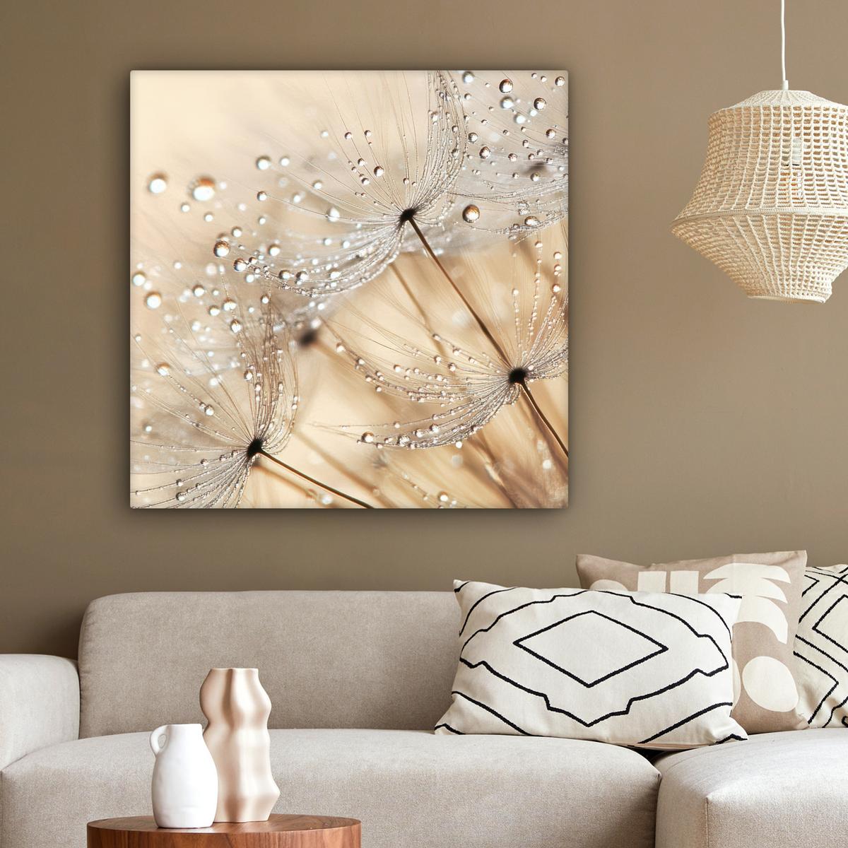 LEINWANDBILD Löwenzahn - Abstrakt - Natur - Beige Deko Groß 90x90 cm - Braun, Textil (90/90cm) - MuchoWow