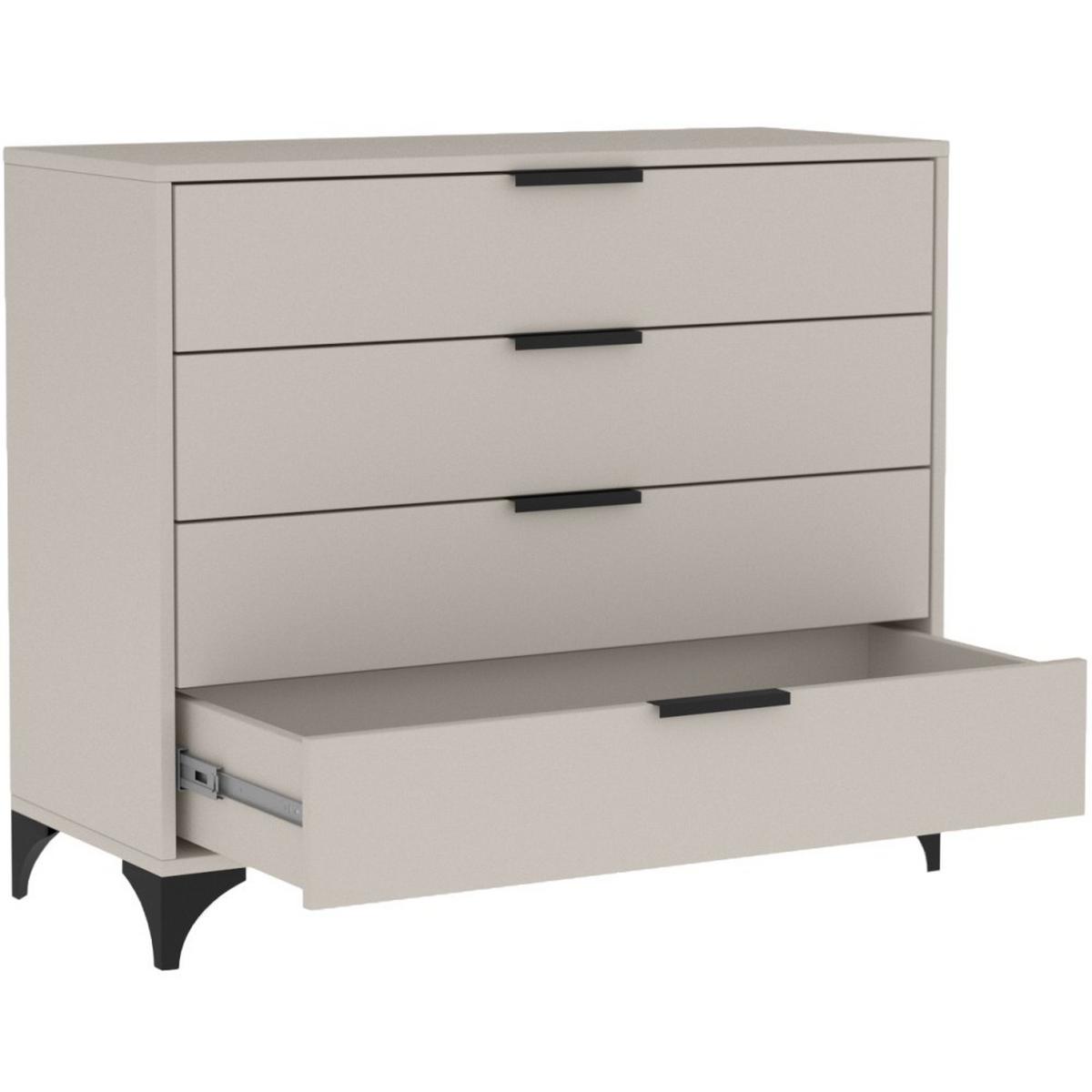 KOMMODE Home mit 4 Schubladen, 80 cm, mit Griffen, Kaschmir - Kaschmir/Schwarz, Holzwerkstoff (80/85/40cm) - Beautysofa