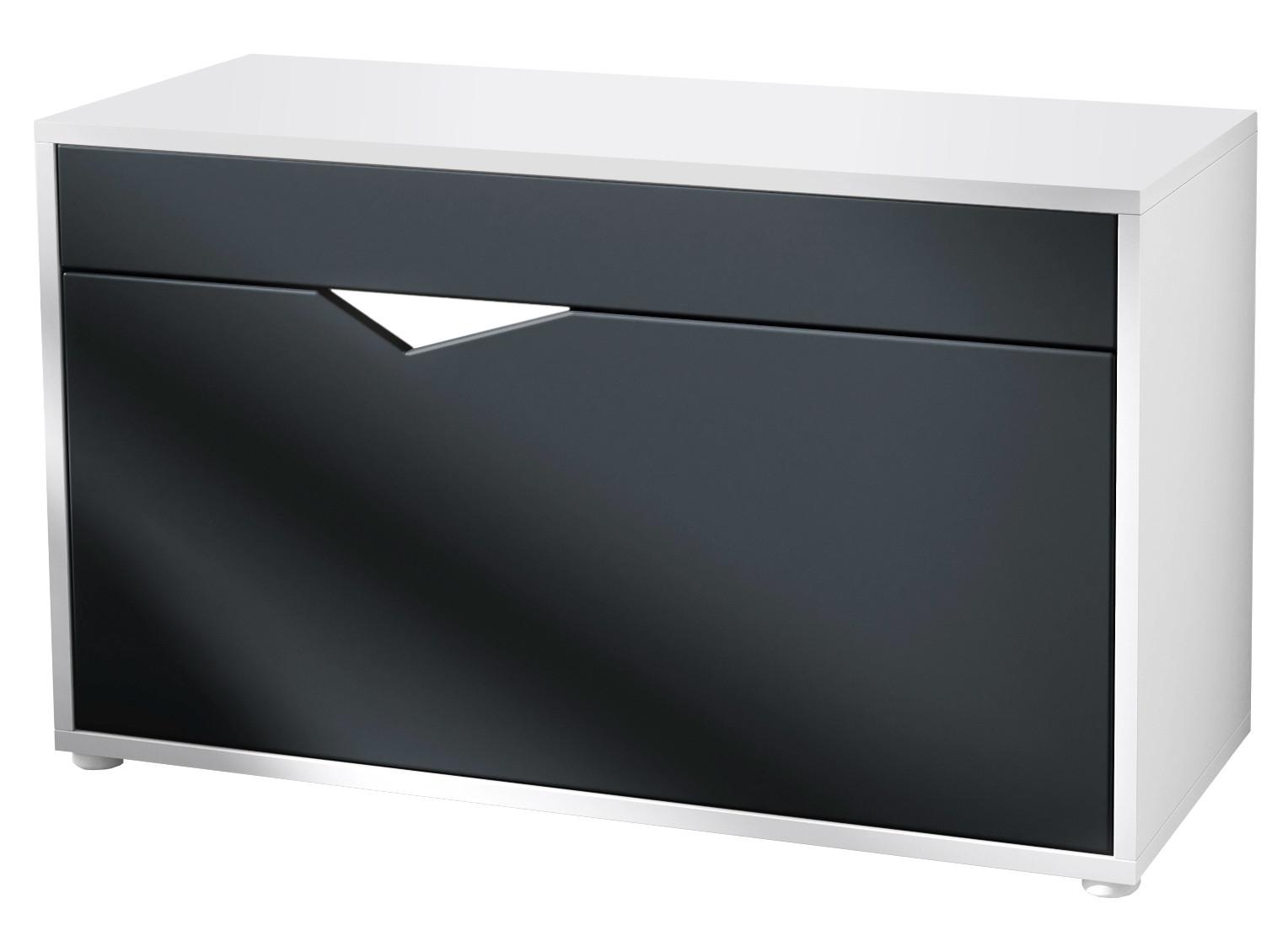 SCHUHSCHRANK Kolmio Schwarz matt - Schwarz, Holzwerkstoff (85/50/33cm) - Vladon