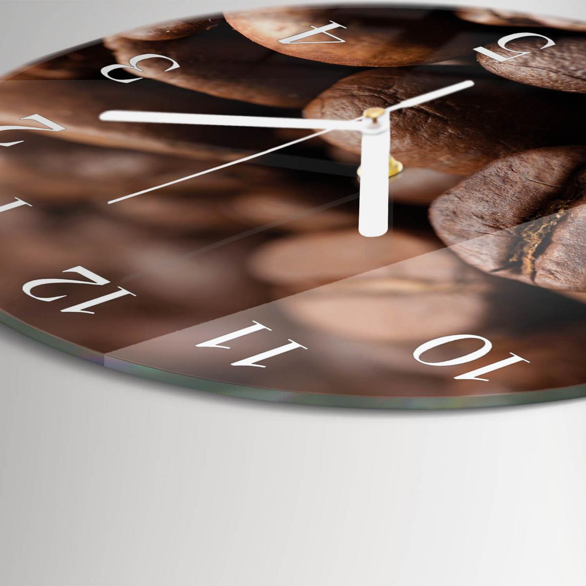 WANDUHR aus Glas Ø30 cm - Kaffeebohnen - Braun, Glas (30/30/0.4cm) - TULUP