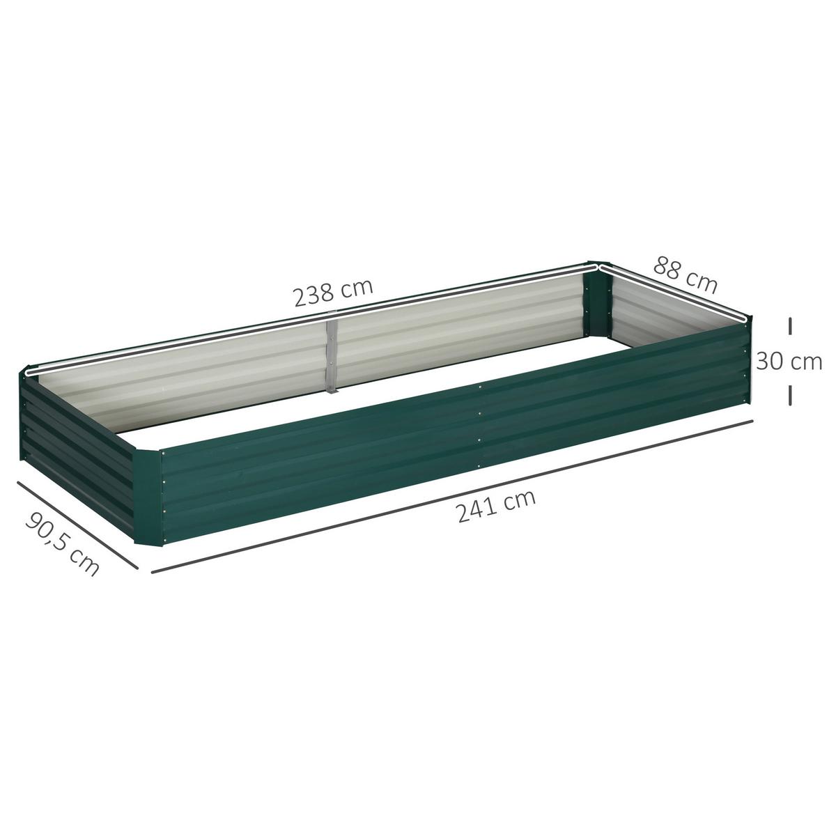 HOCHBEET aus Stahl, Pflanzkasten, Blumenkasten, Gemüsebeet für Balkon, Terrasse, Grün - Grün, Metall (90.5/30/241cm) - Outsunny