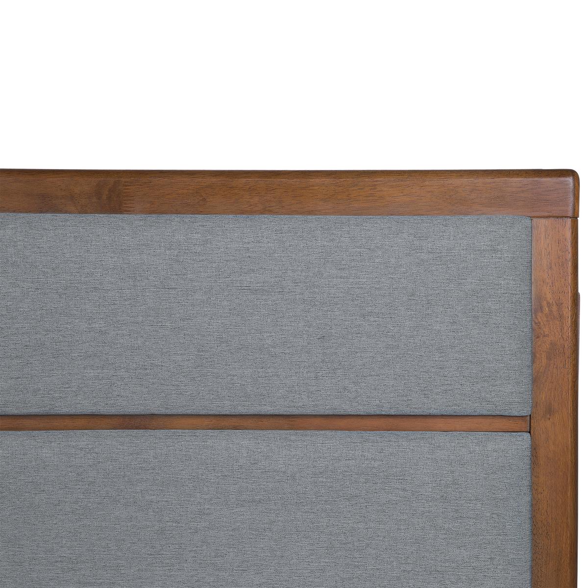 HOLZBETT 180/200cm Dunkler Holzfarbton Poissy - Dunkelbraun, Holzwerkstoff/Textil (180/200cm) - Beliani