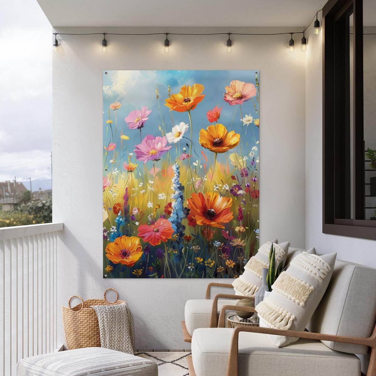GARTENPOSTER Blumen - Natur - Botanik - Kunst Gartendekoration 120x160 cm - Hellblau, Kunststoff (120/160/0.2cm) - OnlyWow