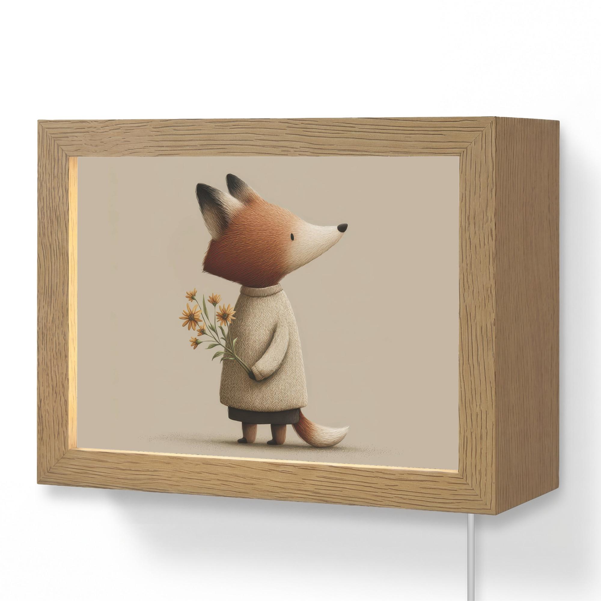 WANDLEUCHTE Fuchs - Gelbe Blumen - Minimalistisch 20x15 cm - Taupe, Holzwerkstoff (20/15/8cm) - OnlyWow