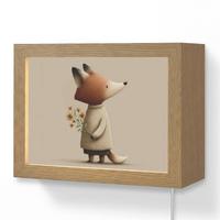 WANDLEUCHTE Fuchs - Gelbe Blumen - Minimalistisch 20x15 cm - Taupe, Holzwerkstoff (20/15/8cm) - OnlyWow