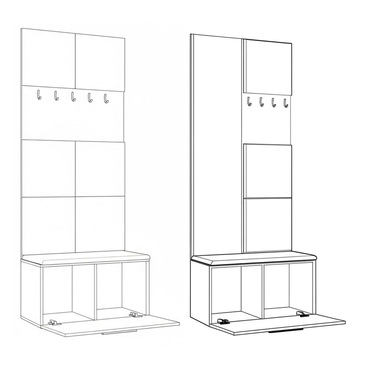 GARDEROBENSCHRANK MODULO 161,2/204/40 cm Modern Garderobe-Set Weiß - Schwarz/Weiß, Holzwerkstoff (161.2/204/40cm) - MASSENO