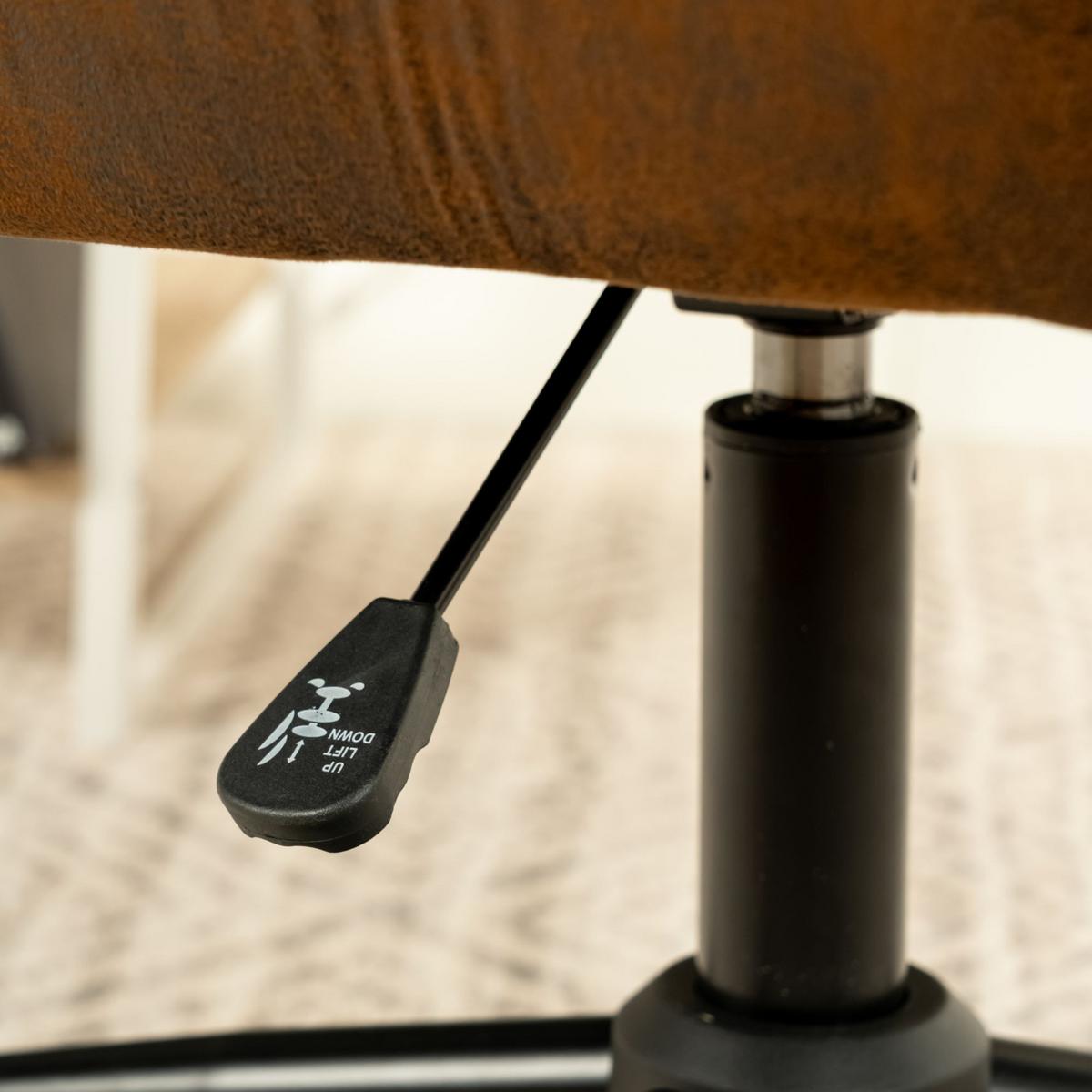 DREHSTUHL Wildleder Optik, Höhenverstellbar und 360° drehbar - Schwarz/Braun, Textil/Metall (54/85/56cm) - Urban Meuble
