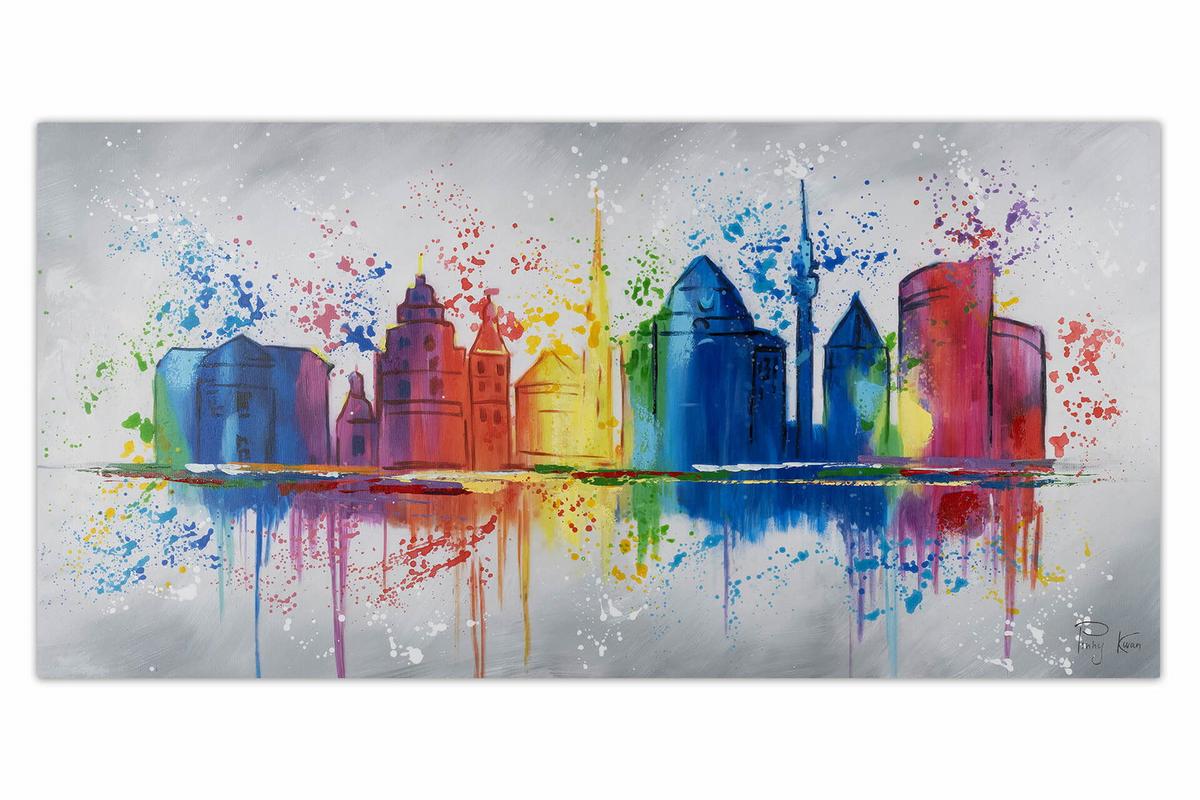 ACRYLBILD HANDGEMALT 120/60 cm - Multicolor/Grau, Holz/Textil (120/60cm) - KUNSTLOFT
