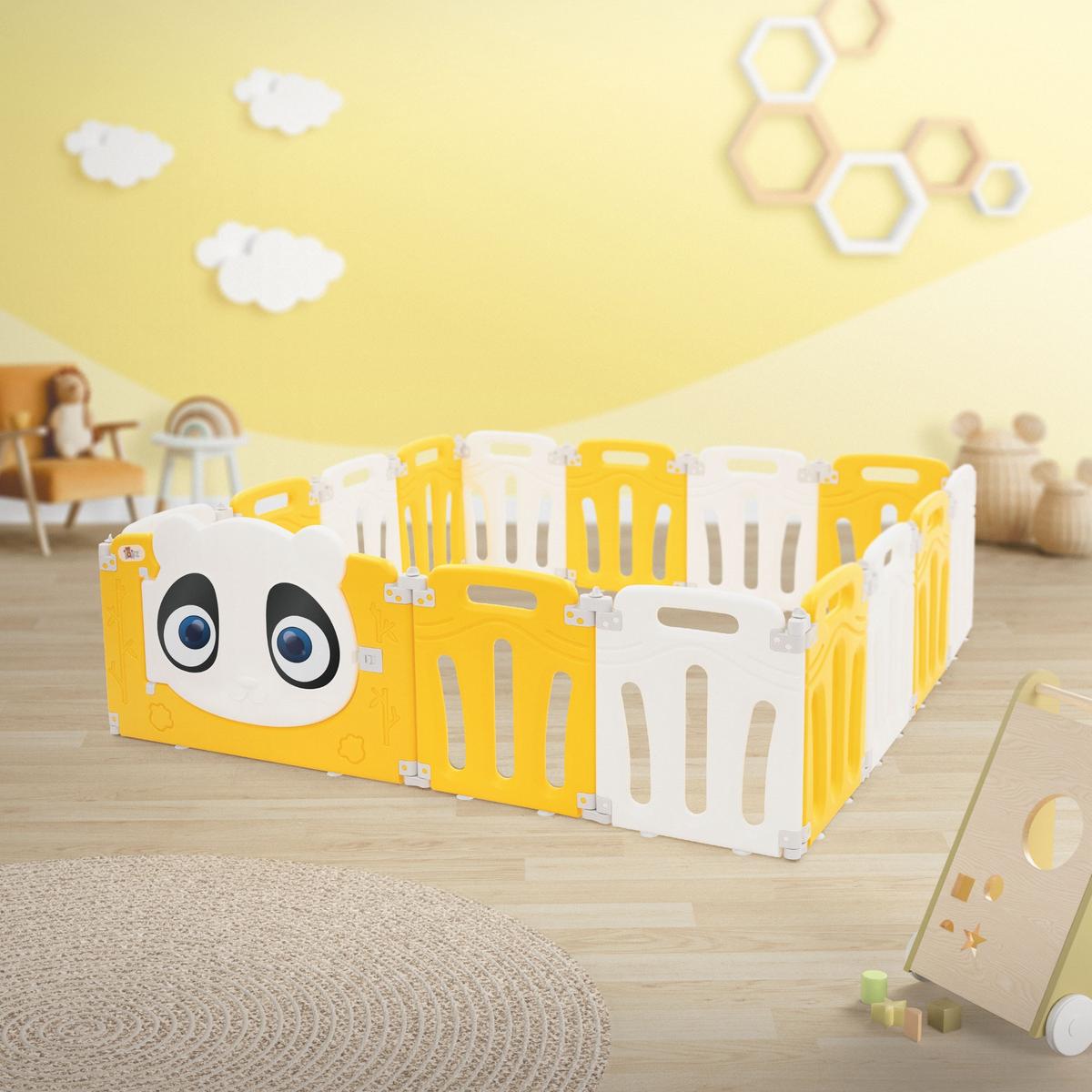 LAUFGITTER Baby faltbar 160 x 160 cm - Gelb, Kunststoff (160/53/160cm) - Joyz