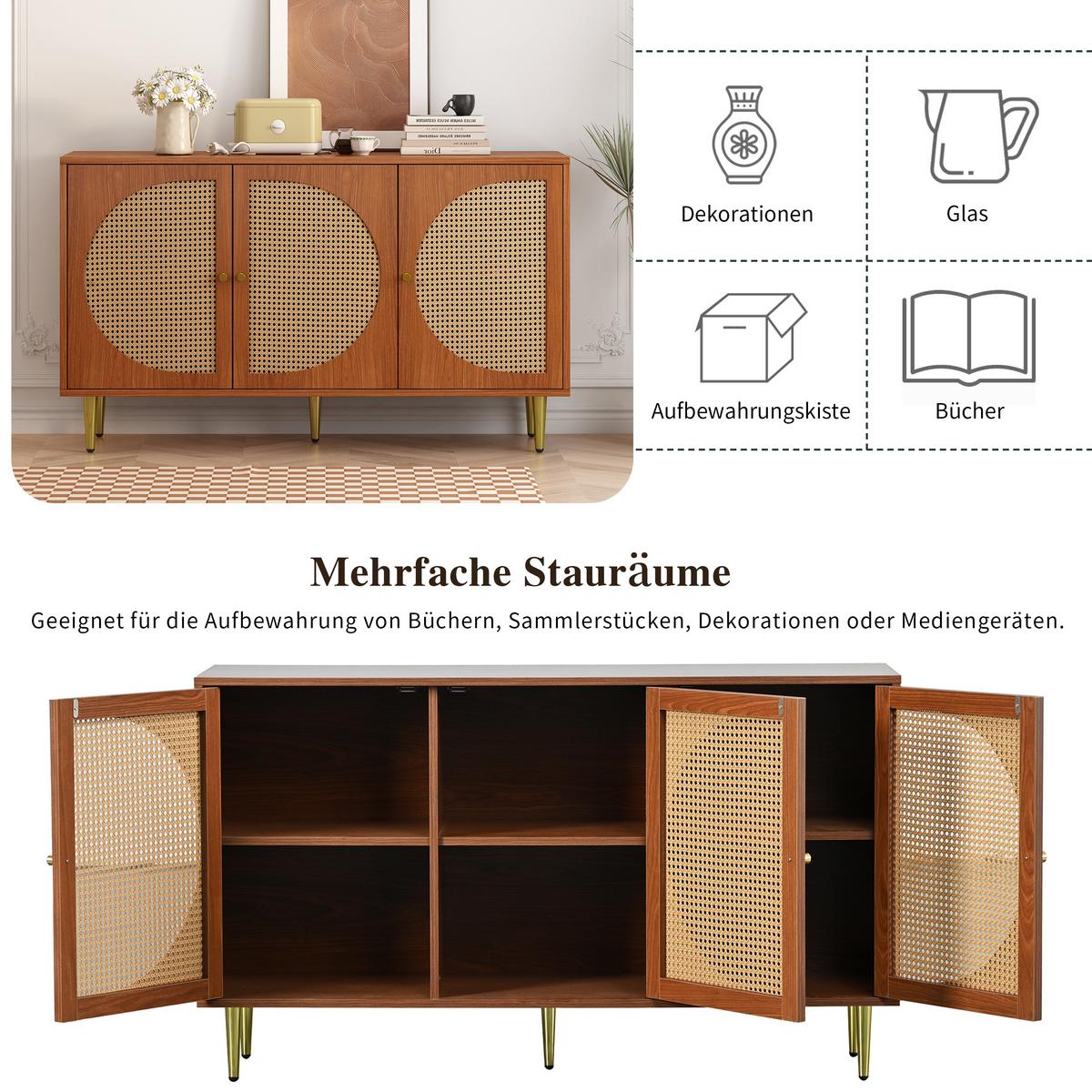 SIDEBOARD 129.8/40/76 cm - Braun, Holzwerkstoff (40/76/130cm) - Urban Meuble