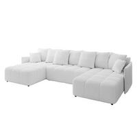 WOHNLANDSCHAFT LONLI-U 355x189x68 Weiß Bouclé - Weiß, Holzwerkstoff/Kunststoff (355/68/189cm) - ALTDECOR