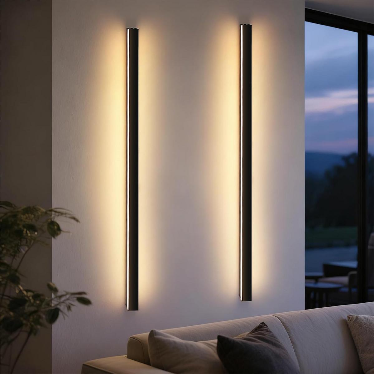 LED WANDLEUCHTE Dünthar 100/3.8/2.5 cm - Schwarz, Kunststoff/Metall (3.8/2.5/100cm) - ZMH