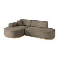 ECKSOFA Ottomane Links MARI-L1-v2 - 243x171x83 cm Dunkelbraun Velours - Dunkelbraun, Holzwerkstoff/Textil (243/171cm) - ALTDECOR