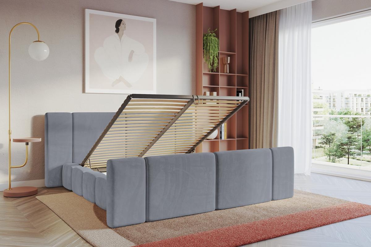 POLSTERBETT mit Bettkasten, Fußteil und Lattenrost, Bett mit Matratze H3/H4 - NILO-Z 140x200 Grau - Grau, Holzwerkstoff/Textil (140/200cm) - ALTDECOR