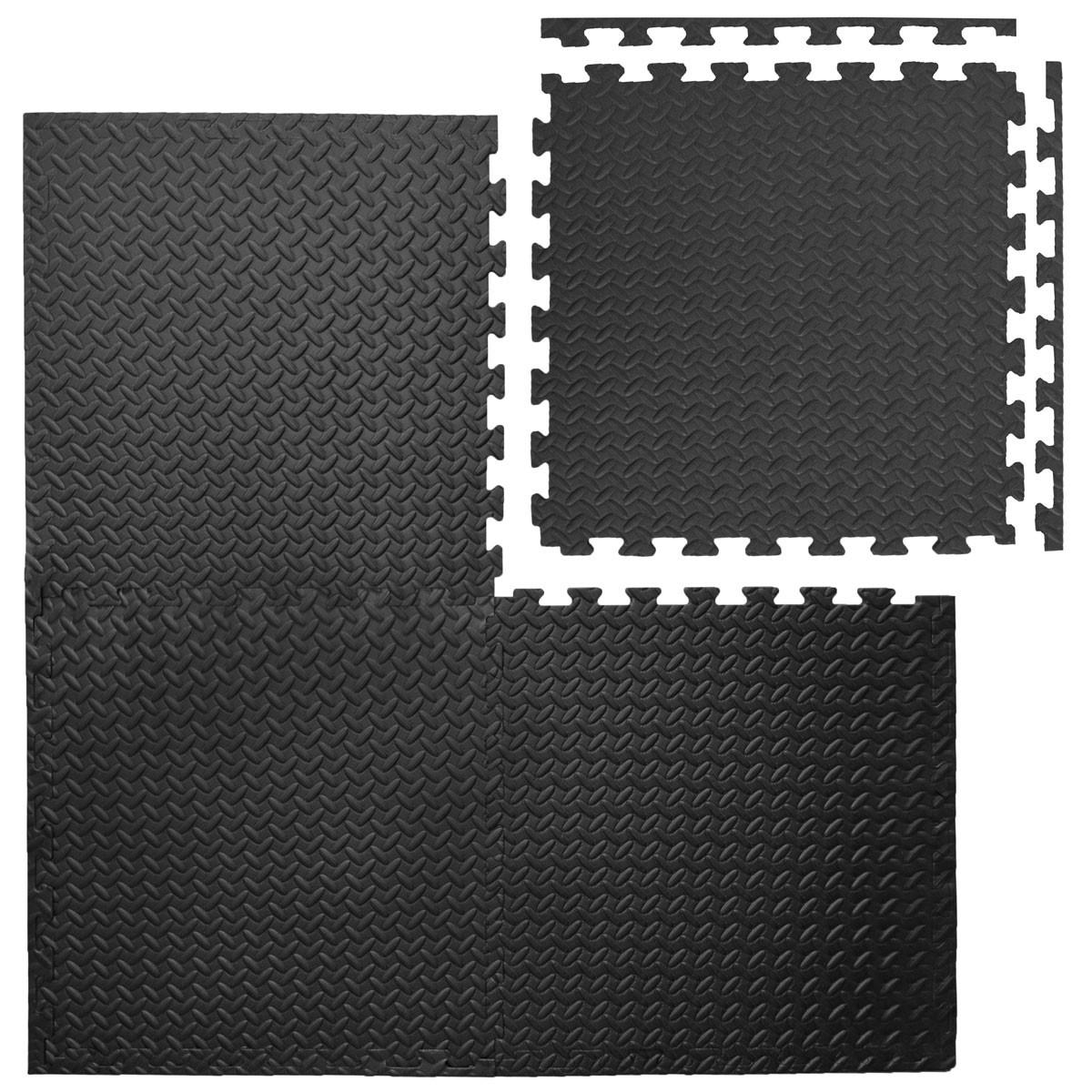 BODENSCHUTZMATTEN, 4 Matten als Set, Schwarz - Schwarz, Kunststoff (63/63cm) - eyepower