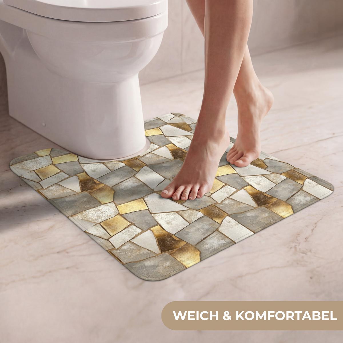 WC-VORLEGER Mosaik - Marmor - Gold Toilettenvorleger 55x60 cm - Champagner, Textil (55/1cm) - OnlyWow