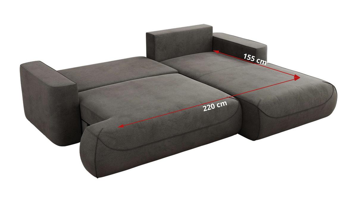 ECKSOFA OVO L Dunkelgrau Velvet - Rechts Seite - Dunkelgrau/Schwarz, Kunststoff/Textil (195/271cm) - MKS